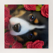 Corgi Puppy in rode rozen Legpuzzel (Horizontaal)