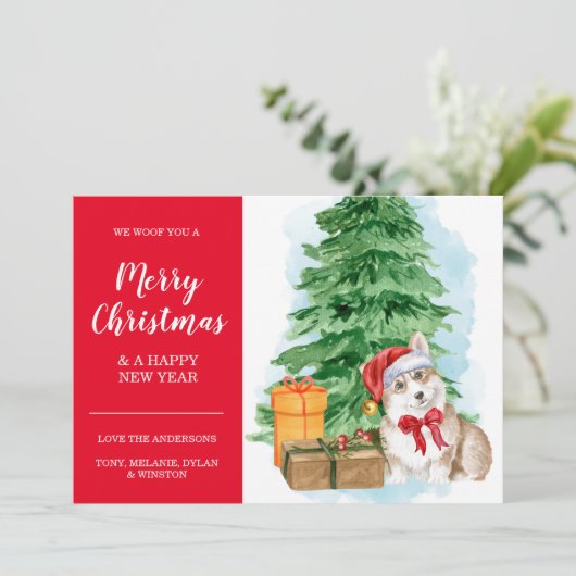 Corgi Puppy Indure kerstkerstkersthondenKaart Kaart (Staand voorkant)