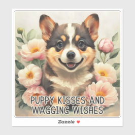 Corgi Puppy Kisses - Moederdag Sticker