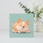 Corgi Puppy Kunst met Cute Chubby 3D Klei Ansichtk (Staand voorkant)