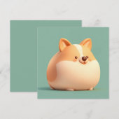 Corgi Puppy Kunst met Cute Chubby 3D Klei Plat Kaa (Voorkant / Achterkant)