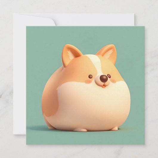 Corgi Puppy Kunst met Cute Chubby 3D Klei Plat Kaa (Voorkant)