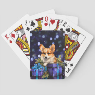 Corgi Puppy met kerstcadeaus Speelkaarten