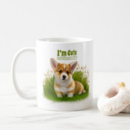 Corgi puppy op het gras | schattehuisdier koffiemok