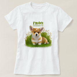 Corgi puppy op het gras | schattehuisdier t-shirt