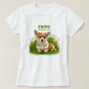 Corgi puppy op het gras schattehuisdier t-shirt