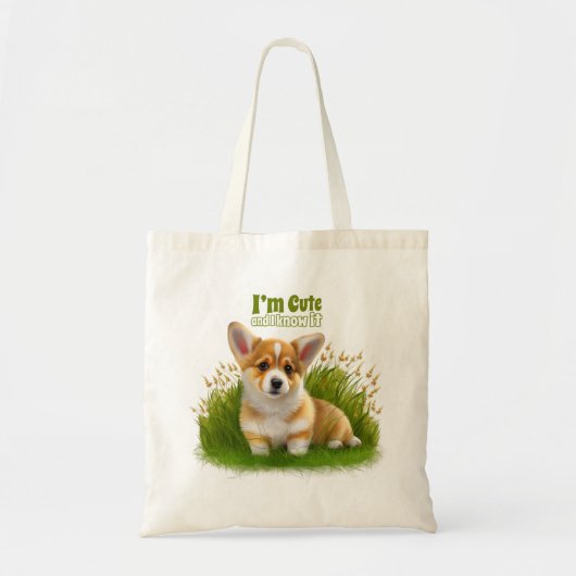 Corgi puppy op het gras | schattehuisdier tote bag (Voorkant)