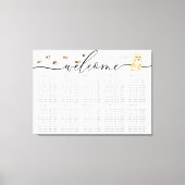 Corgi puppy Welkom Zittafel Nummers Canvas Afdruk (Voorkant)