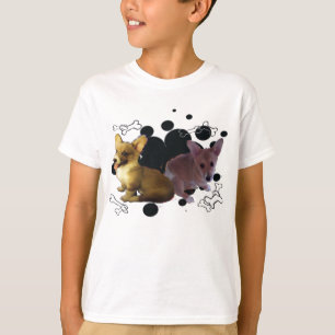 Corgi Pups met zwarte stippen achtergrond - T-shirt