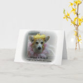 Corgi Queen verjaardagskaart Kaart (Gele Bloem)