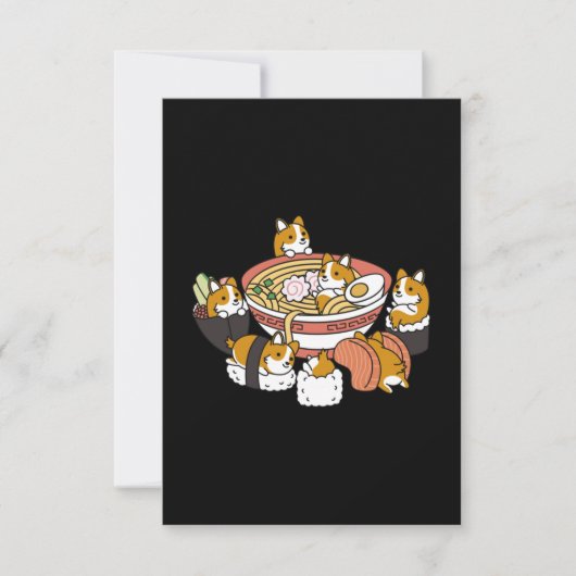 Corgi Ramen Sushi Bedankkaart (Voorkant)