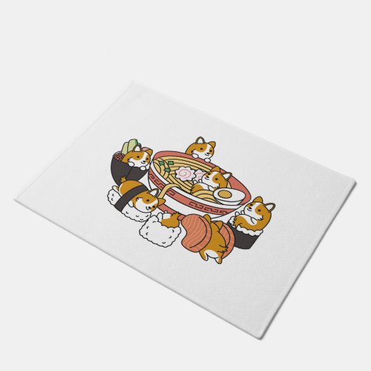 Corgi Ramen Sushi Deurmat (Schuin)