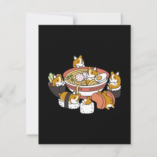 Corgi Ramen Sushi Notitiekaartje (Voorkant)