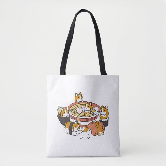 Corgi Ramen Sushi Tote Bag (Voorkant)