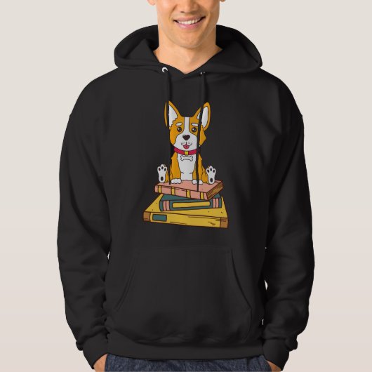 Corgi Reading Hoodie (Voorkant)