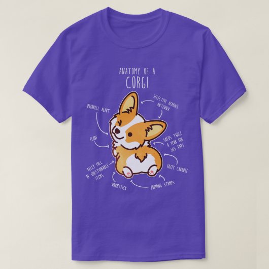 Corgi Red Dog Anatomy T-shirt (Design voorkant)
