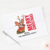Corgi Reindeer Kerstlabel Vierkante Sticker (Envelop)