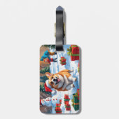 Corgi Rent in de Sneeuw met Kerstmuts Bagagelabel (Achterkant verticaal)