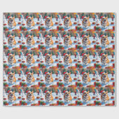 Corgi Rent in de Sneeuw met Kerstmuts Cadeaupapier (Vlak)
