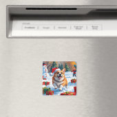 Corgi Rent in de Sneeuw met Kerstmuts Magneet (Insitu (Vaatwasser))
