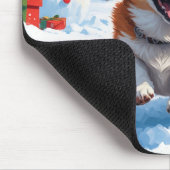 Corgi Rent in de Sneeuw met Kerstmuts Muismat (Hoek)