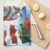 Corgi Rent in de Sneeuw met Kerstmuts Theedoek (Quarter Fold)