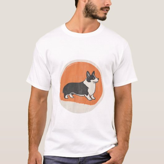 Corgi Retro Silhouet Badge T-shirt (Voorkant)