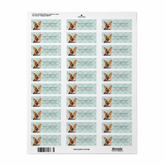 Corgi Return Address Labels (Full Sheet)