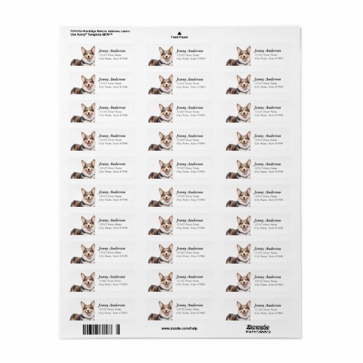Corgi Return Address Labels (Full Sheet)