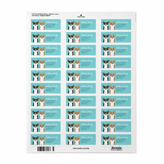 Corgi Return Address Labels (Full Sheet)