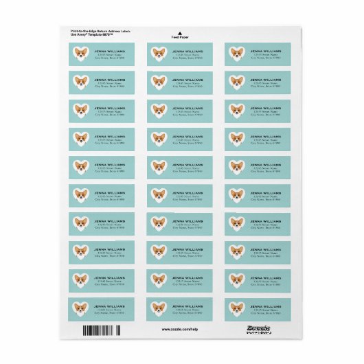 Corgi Return Address Labels (Full Sheet)