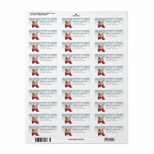 Corgi Return Address Labels (Full Sheet)
