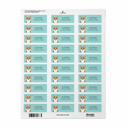 Corgi Return Address Labels (Full Sheet)