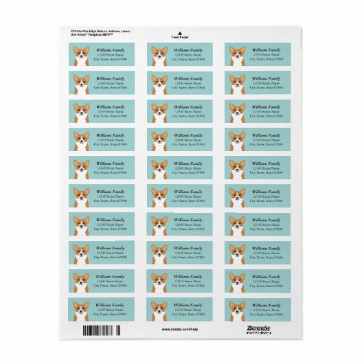Corgi Return Address Labels (Full Sheet)