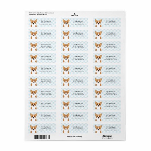Corgi Return Address Labels (Full Sheet)
