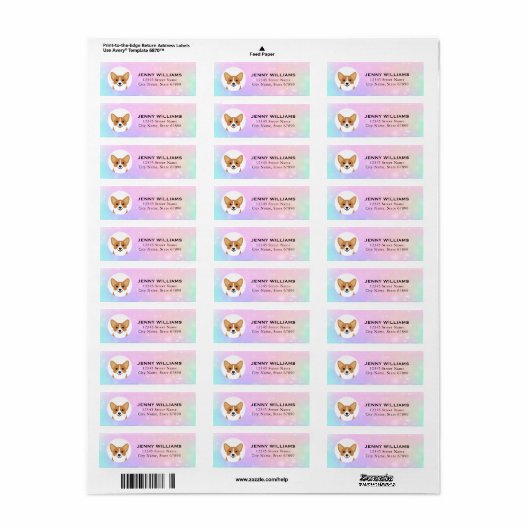 Corgi Return Address Labels (Full Sheet)