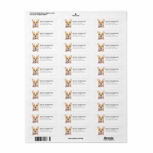 Corgi Return Address Labels (Full Sheet)