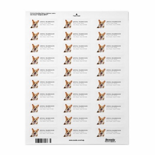 Corgi Return Address Labels (Full Sheet)