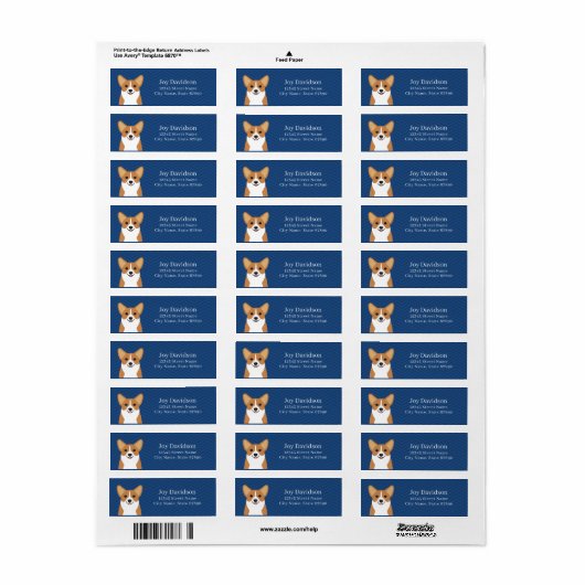 Corgi Return Address Labels (Full Sheet)