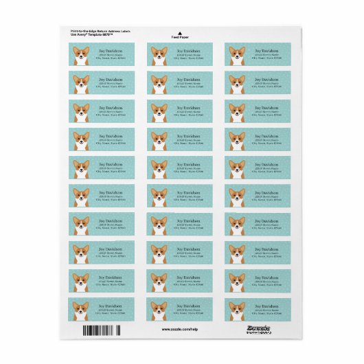 Corgi Return Address Labels (Full Sheet)