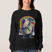 Corgi Riding Dinosaur rex  Men Women Rainbow Trui (Voorkant)