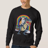 Corgi Riding Dinosaur rex  Men Women Rainbow Trui (Voorkant)
