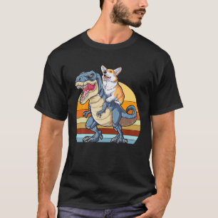 Corgi Riding Dinosaur T Rex Cute Corgis Hondenlief T-shirt