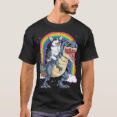 Corgi Riding Dinosaur T rex Shirt Funny Rainbow do (Voorkant)