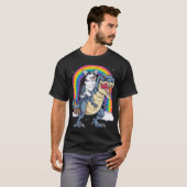Corgi Riding Dinosaur T rex Shirt Funny Rainbow do (Voorkant volledig)