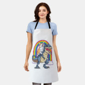 Corgi Riding Dinosaur T rex Shirt Funny Rainbow do Schort (Gedragen)
