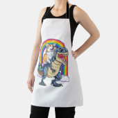 Corgi Riding Dinosaur T rex Shirt Funny Rainbow do Schort (Insitu)
