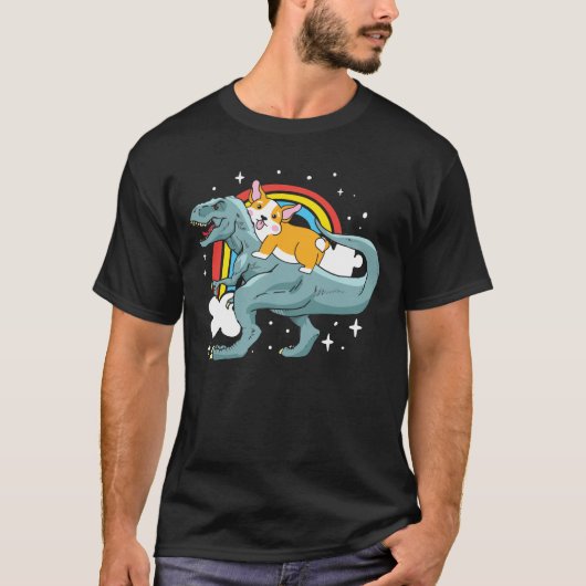 Corgi Riding Dinosaur T-shirt (Voorkant)