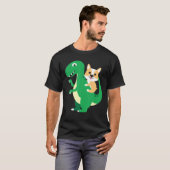 Corgi Riding Rex Cool Dinosaur Dino Dog Halloween T-shirt (Voorkant volledig)