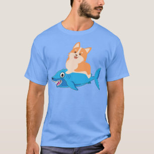Corgi Riding Shark Dog Eigenaar Pet Parent Gift Pr T-shirt